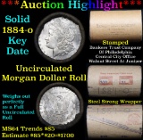 ***Auction Highlight*** Full UNCIRCULATED solid date 1884-o Morgan silver $1 roll, 20 coins   (fc)