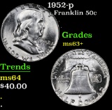 1952-p Franklin Half Dollar 50c Grades Select+ Unc