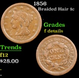 1856 Braided Hair Large Cent 1c Grades f details