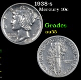 1938-s Mercury Dime 10c Grades Choice AU