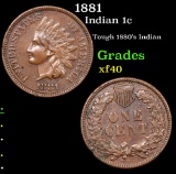 1881 Indian Cent 1c Grades xf