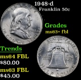 1948-d Franklin Half Dollar 50c Grades Select Unc+ FBL