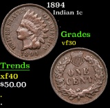 1894 Indian Cent 1c Grades vf++