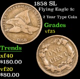 1858 SL Flying Eagle Cent 1c Grades vf+