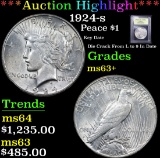 ***Auction Highlight*** 1924-s Peace Dollar $1 Graded Select+ Unc By USCG (fc)