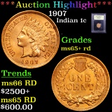 ***Auction Highlight*** 1907 Indian Cent 1c Graded GEM+ RD By USCG (fc)