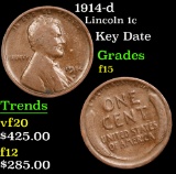 1914-d Lincoln Cent 1c Grades f+