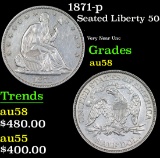 1871-p Seated Half Dollar 50c Grades Choice AU/BU Slider (fc)