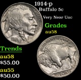 1914-p Buffalo Nickel 5c Grades Choice AU/BU Slider