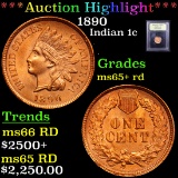 ***Auction Highlight*** 1890 Indian Cent 1c Graded Gem+ Unc RD By USCG (fc)