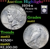 ***Auction Highlight*** 1934-s Peace Dollar $1 Graded Select Unc By USCG (fc)