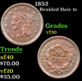 1852 Braided Hair Large Cent 1c Grades vf++