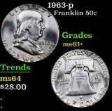 1963-p Franklin Half Dollar 50c Grades Select+ Unc