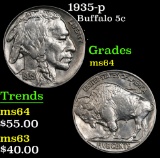 1935-p Buffalo Nickel 5c Grades Choice Unc