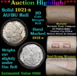 ***Auction Highlight*** Full solid date 1921-s Morgan $1 roll grades AU/BU slider, 20 coins   (fc)