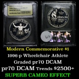 1996-P Oly Paralympics (Wheel Chair Athlete) Modern Commem Dollar $1 Graded Gem++ Proof DCAM by USCG