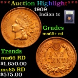 ***Auction Highlight*** 1909 Indian Cent 1c Graded Gem+ Unc RD By USCG (fc)