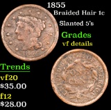 1855 Braided Hair Large Cent 1c Grades vf details