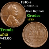 1910-s Lincoln Cent 1c Grades vf++