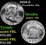 1958-d Franklin Half Dollar 50c Grades Select Unc+ FBL