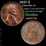 1937-d Lincoln Cent 1c Grades GEM Unc BN