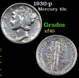 1930-p Mercury Dime 10c Grades xf+