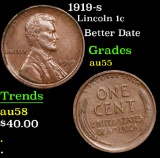 1919-s Lincoln Cent 1c Grades Choice AU