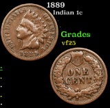 1889 Indian Cent 1c Grades vf+