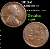 1913-d Lincoln Cent 1c Grades vg+