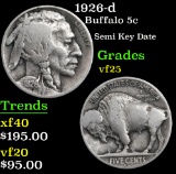 1926-d Buffalo Nickel 5c Grades vf+