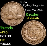 1857 Flying Eagle Cent 1c Grades vf details