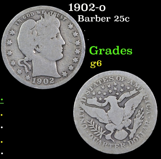 1902-o Barber Quarter 25c Grades g+