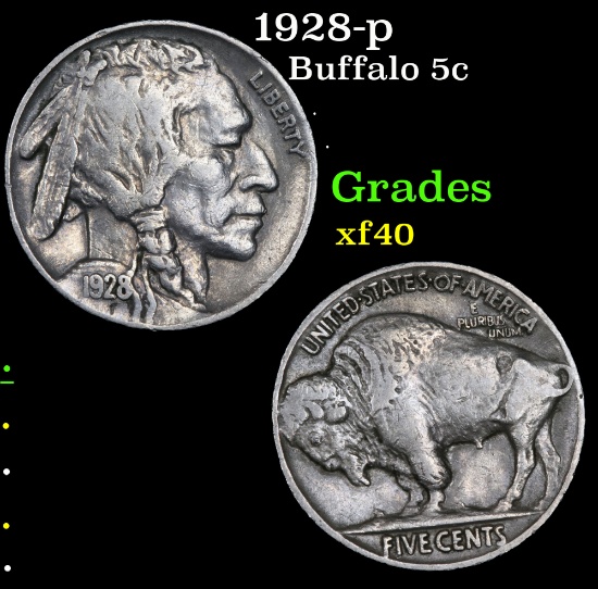 1928-p Buffalo Nickel 5c Grades xf