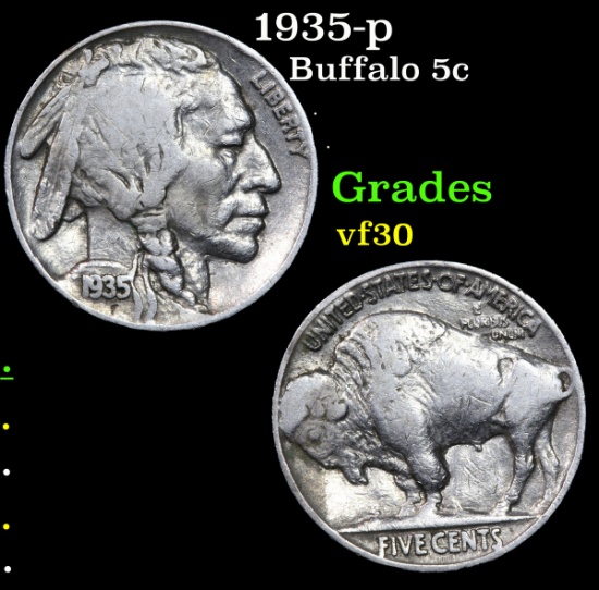 1935-p Buffalo Nickel 5c Grades vf++