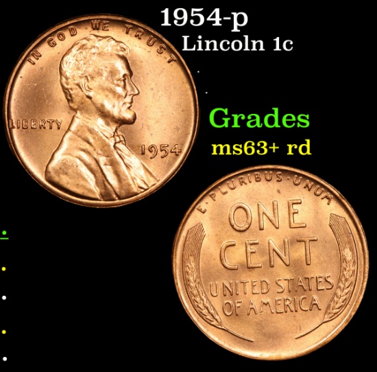 1954-p Lincoln Cent 1c Grades Select+ Unc RD