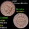 1837 Coronet Head Large Cent 1c Grades vf details