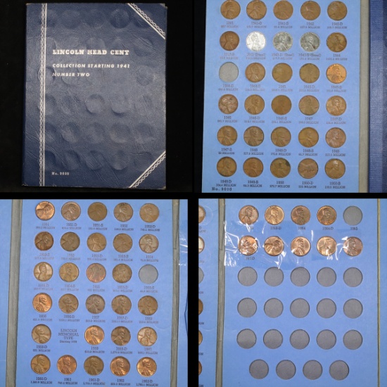 Partial Lincoln cent book 1941-1968 66 coins
