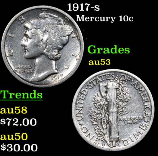 1917-s Mercury Dime 10c Grades Select AU