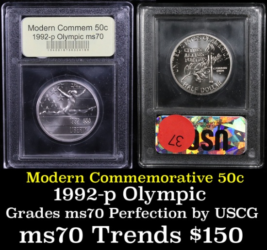 1992-p Olympic Modern Commem Half Dollar 50c Grades ms70, Perfection