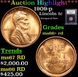 ***Auction Highlight*** 1909-p Lincoln Cent 1c Graded GEM++ RD By USCG (fc)