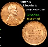 1937-s Lincoln Cent 1c Grades Choice+ Unc RD