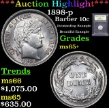 ***Auction Highlight*** 1898-p Barber Dime 10c Graded GEM+ Unc By USCG (fc)