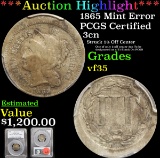 ***Auction Highlight*** PCGS 1865 Mint Error Three Cent Copper Nickel 3cn Graded vf35 By PCGS (fc)