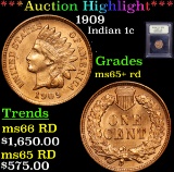 ***Auction Highlight*** 1909 Indian Cent 1c Graded Gem+ Unc RD By USCG (fc)