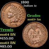 1890 Indian Cent 1c Grades Select+ Unc BN