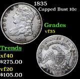 1835 Capped Bust Dime 10c Grades vf++