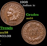 1908 Indian Cent 1c Grades Choice AU