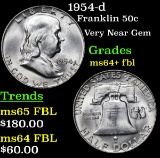 1954-d Franklin Half Dollar 50c Grades Choice Unc+ FBL