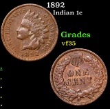 1892 Indian Cent 1c Grades vf++