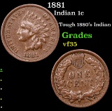 1881 Indian Cent 1c Grades vf++